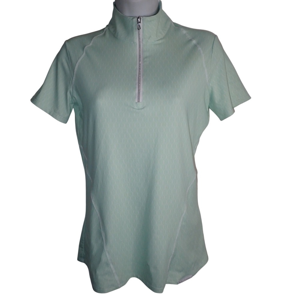 R.J. Classics Lucy Short Sleeve Ladies Shirt Green Leaf 1/4 zip XS Schooling
